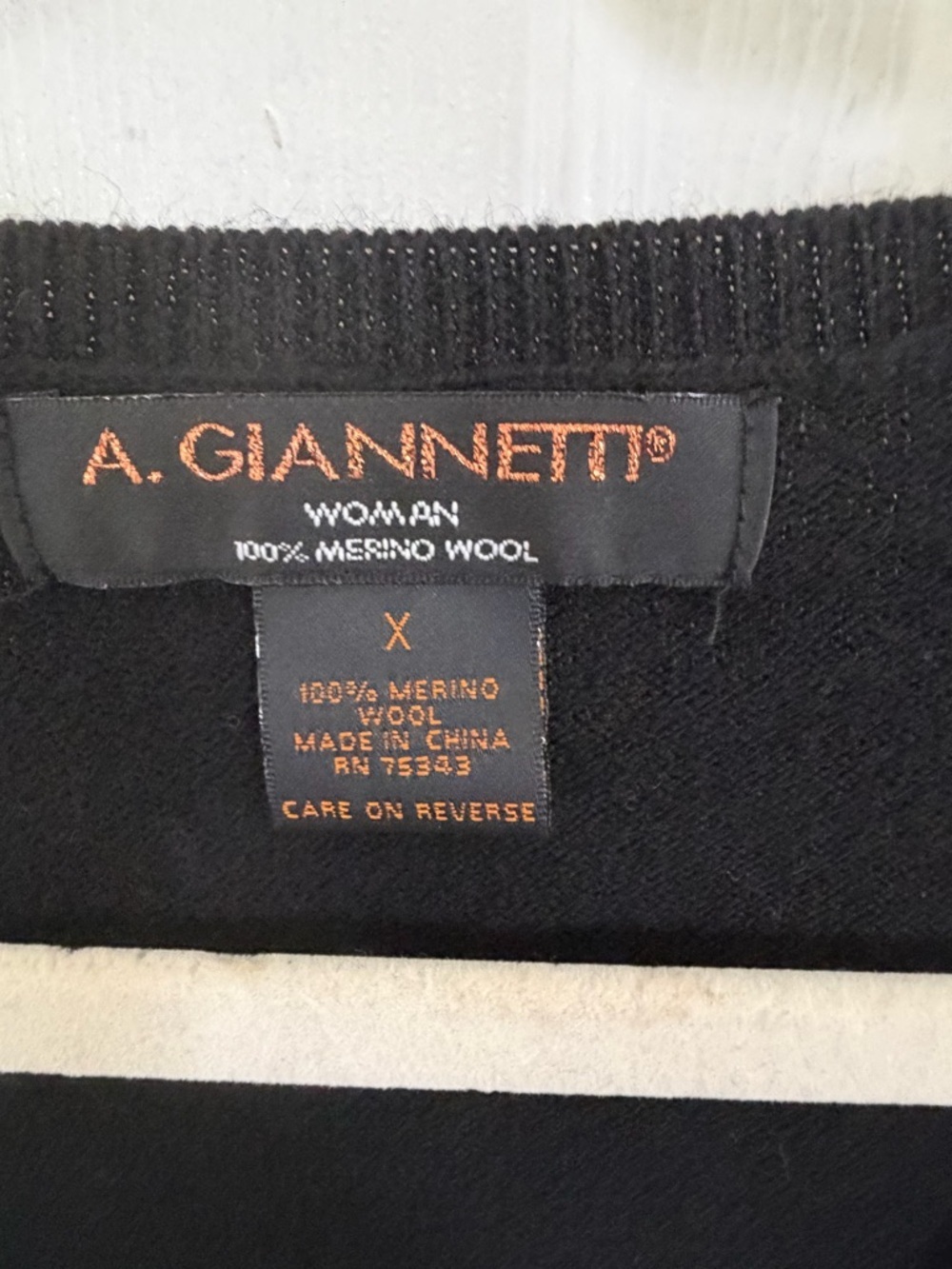 A. Giannetti Black Scoop Neck Sweater Merino Wool Lightweight Office Plus Size - Picture 4 of 7